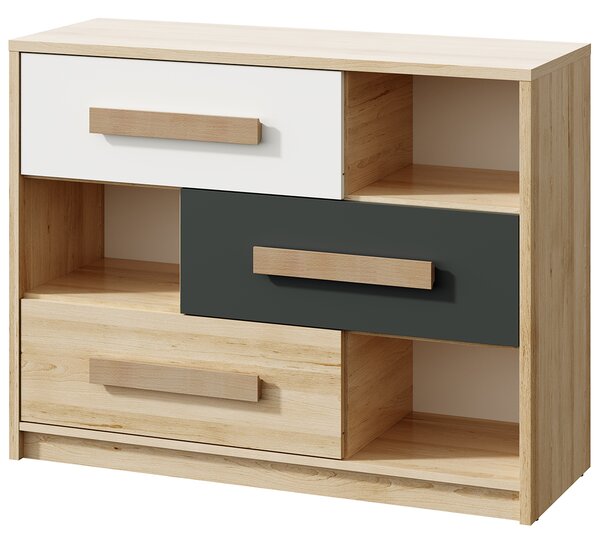 Komoda so zásuvkami Aurin CH-1100-3DR - pieskový artisan / biela / antracit
