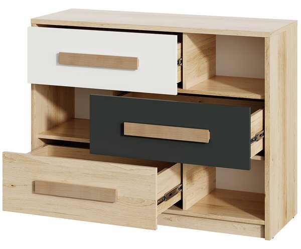 Komoda so zásuvkami Aurin CH-1100-3DR - pieskový artisan / biela / antracit