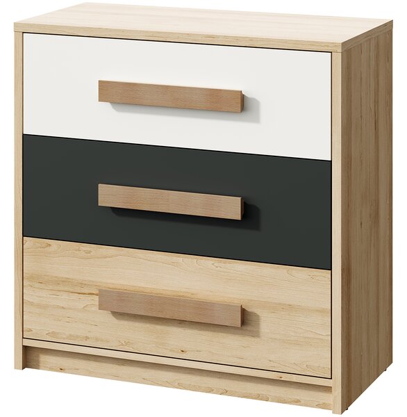 Zásuvková komoda Aurin CH-850-3DR - pieskový artisan / biela / antracit
