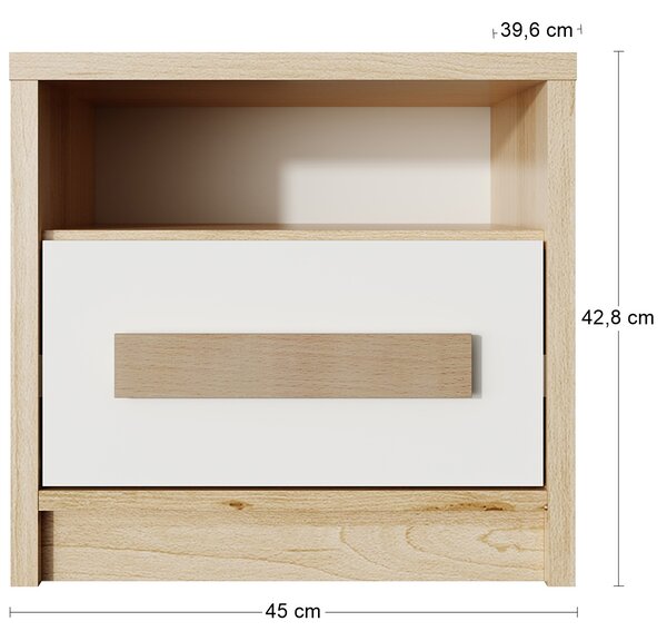 Nočný stolík Aurin BC - pieskový artisan / biela
