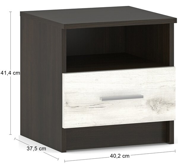 Nočný stolík (2 ks) Amison N - wenge / craft biely