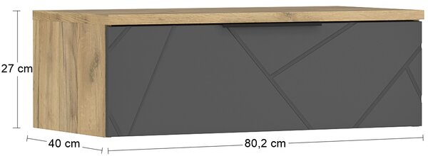 TV stolík na stenu Viliam TV-1DRWS - dub craft zlatý / sivá