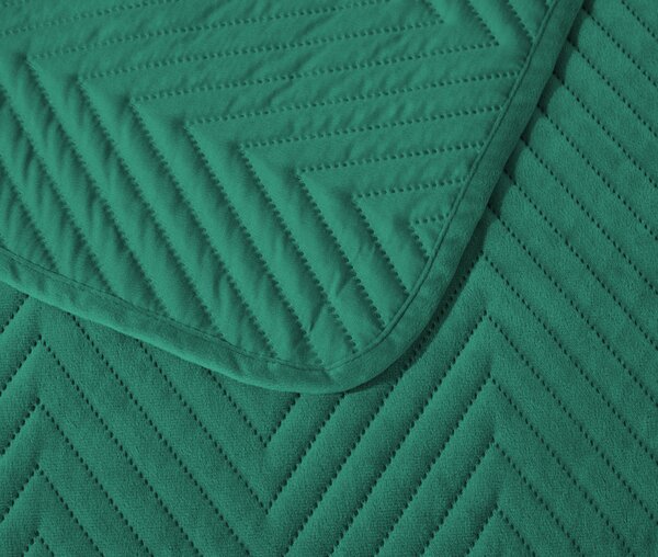 Zelený zamatový prehoz na posteľ ARROW VELVET Rozmer: 200 x 220 cm