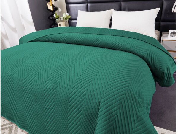 Zelený zamatový prehoz na posteľ ARROW VELVET Rozmer: 200 x 220 cm