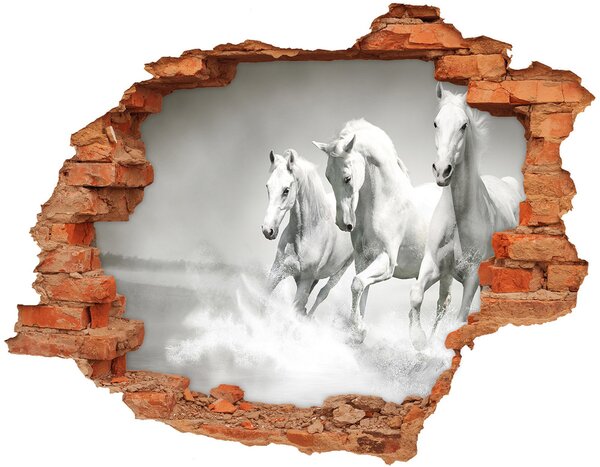 Diera 3D fototapeta nálepka Biele kone nd-c-44040199