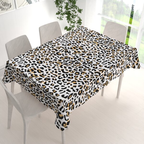 Biante Bavlnený obdĺžnikový obrus Sandra SA-409 Leopardí vzor na bielom 50x100 cm