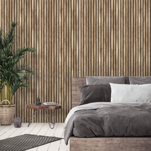 Papierové tapety na stenu IMPOL B18207, rozmer 10,05 m x 0,53 m, úzke lamely dub prírodný, IMPOL TRADE