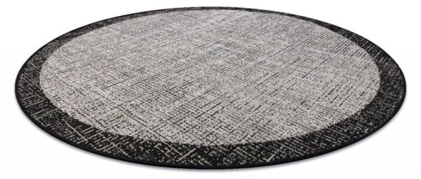 Koberec SIZAL FLOORLUX kruh 20401 Ramka strieborný/čierny