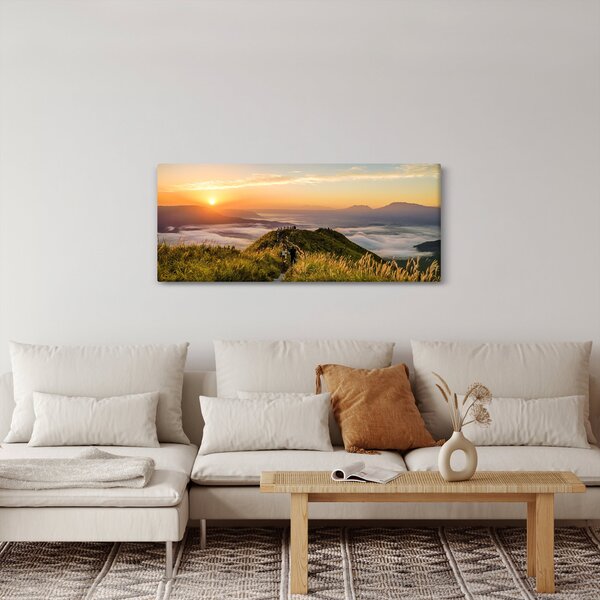 Obraz hory pri západe slnka (120x50 cm)