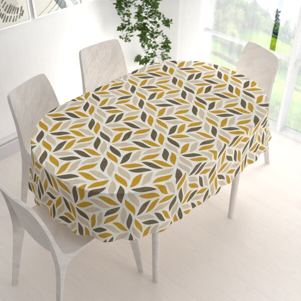 Biante Bavlnený oválny obrus Sandra SA-423 Zlato-hnedé listy na krémovom 50x100 cm