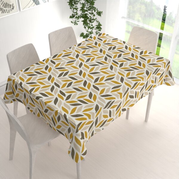 Biante Bavlnený obdĺžnikový obrus Sandra SA-423 Zlato-hnedé listy na krémovom 50x100 cm