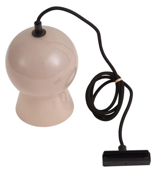 Retro závesné svietidlo čierne s béžovým sklom pre 1-fázový koľajnicový systém - Iconic Bell