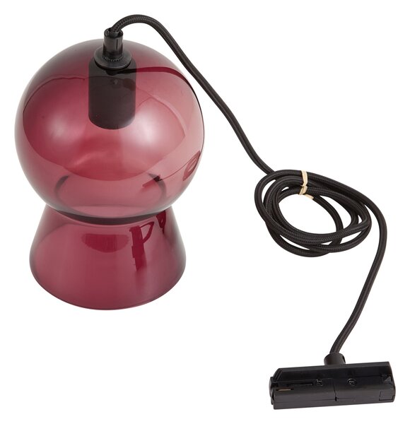 Retro závesná lampa čierna s fialovým sklom pre 1-fázový koľajnicový systém - Iconic Bell