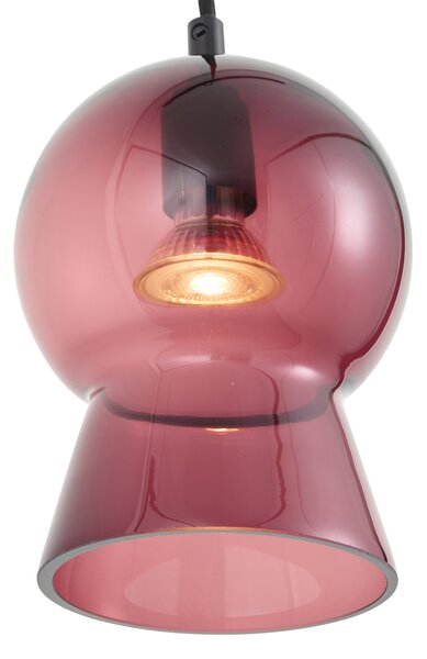 Retro závesná lampa čierna s fialovým sklom pre 1-fázový koľajnicový systém - Iconic Bell