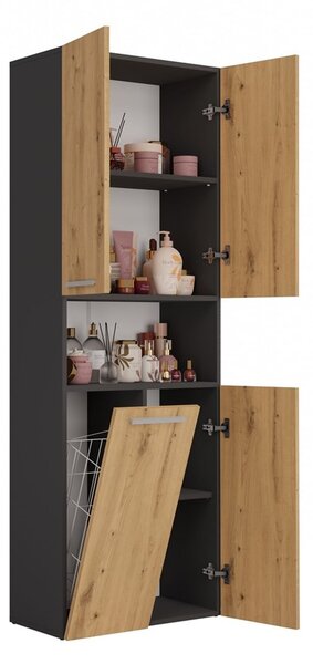 TP Living Kúpeľňová skrinka s košom na bielizeň NEL ART II dub artisan/antracit