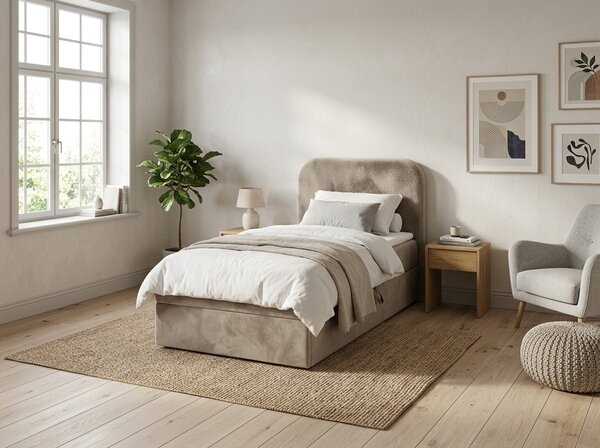 Čalúnená posteľ boxspring FORENA 90x200 cm béžová Matrac: Matrac Bonell pružinový