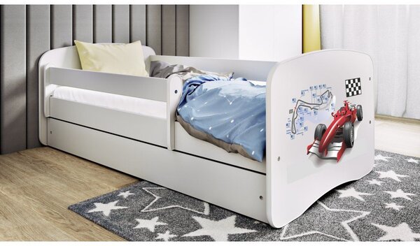Detská posteľ FORMULA s pretekárskym autom Farba: Biela, Rozmer: 140 × 70 cm