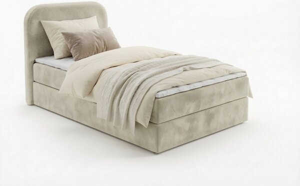 Čalúnená posteľ boxspring FORENA 90x200 cm krémová Matrac: Matrac Bonell pružinový