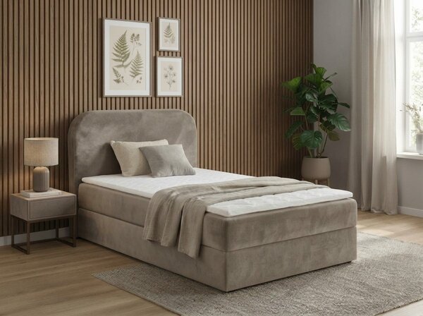 Čalúnená posteľ boxspring FORENA 90x200 cm béžová Matrac: Matrac Bonell pružinový