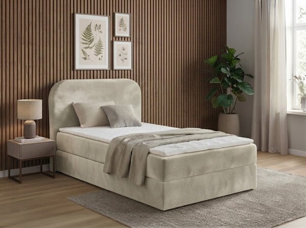 Čalúnená posteľ boxspring FORENA 90x200 cm krémová Matrac: Matrac Bonell pružinový