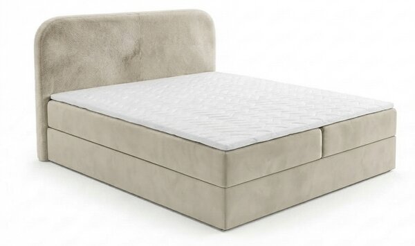 Čalúnená posteľ boxspring FORENA 140x200 cm krémová Matrac: Matrac Bonell pružinový