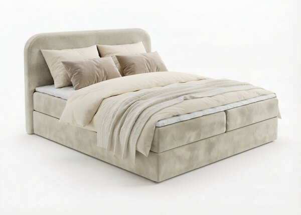Čalúnená posteľ boxspring FORENA 140x200 cm krémová Matrac: Matrac Bonell pružinový