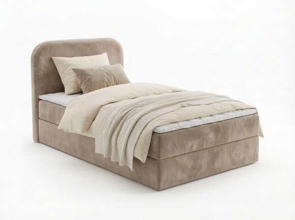 Čalúnená posteľ boxspring FORENA 90x200 cm béžová Matrac: Matrac Bonell pružinový