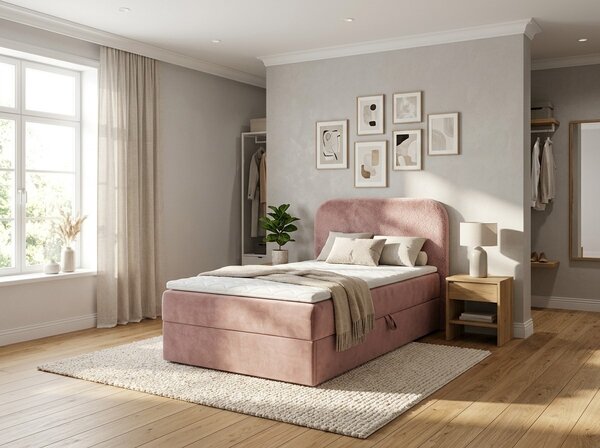 Čalúnená posteľ boxspring FORENA 90x200 cm staroružová Matrac: Matrac Bonell pružinový