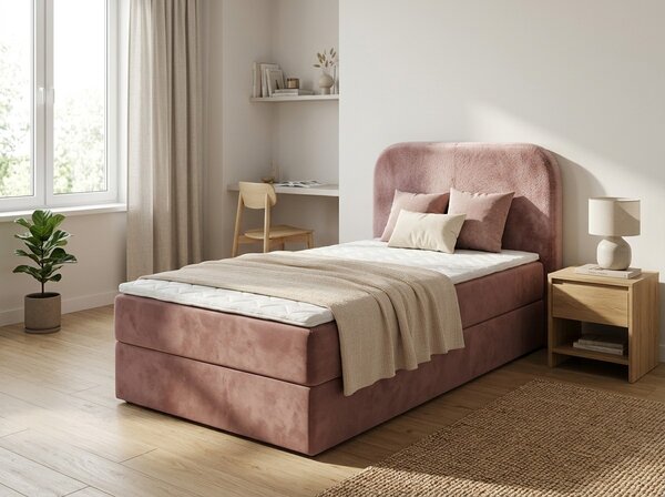 Čalúnená posteľ boxspring FORENA 90x200 cm staroružová Matrac: Matrac Bonell pružinový