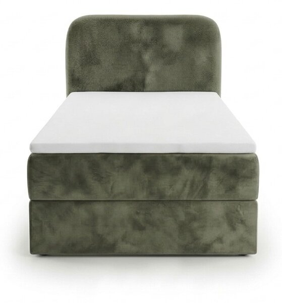 Čalúnená posteľ boxspring FORENA 90x200 cm tmavozelená Matrac: Matrac Bonell pružinový