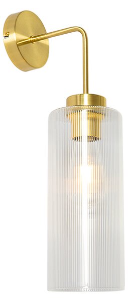 Art Deco nástenná lampa zlatá so sklom - Laura