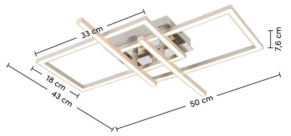 STROPNÉ LED SVIETIDLO, 50/43/7,6 cm Novel - Interiérové svietidlá