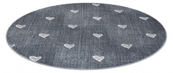 Koberec HEARTS kruh Jeans - sivý