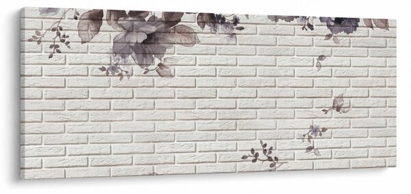 Obraz múru s kyticou (120x50 cm)