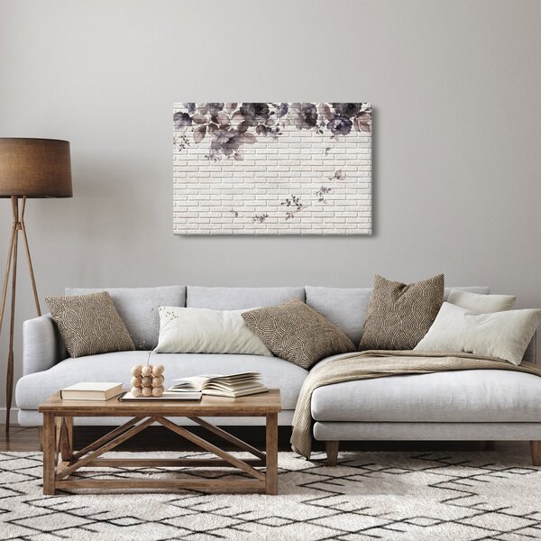 Obraz múru s kyticou (90x60 cm)