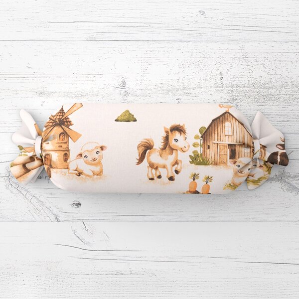 Biante Detský vankúš valec bonbon Sandra SA-779 U nás na statku 15x40 cm