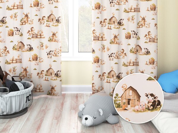 Biante Detský bavlnený záves Sandra SA-779 U nás na statku 150x140 cm