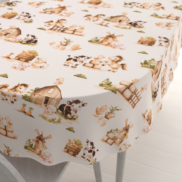 Biante Detský bavlnený oválny obrus Sandra SA-779 U nás na statku 50x100 cm