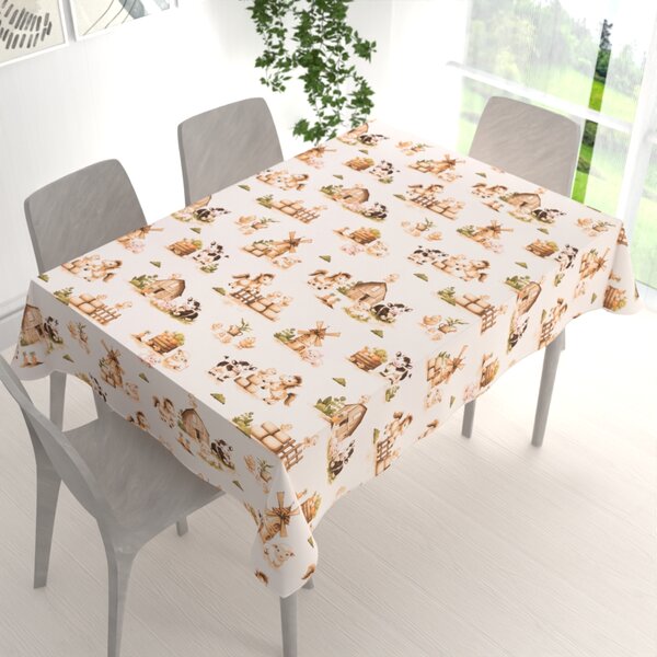 Biante Detský bavlnený obdĺžnikový obrus Sandra SA-779 U nás na statku 50x100 cm