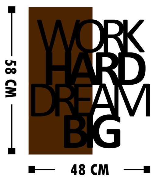 Wallity Nástenná drevená dekorácia WORK DREAM hnedá/čierna