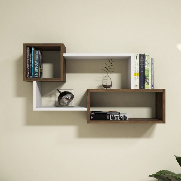 Kalune Design Nástenná polica Alfro orech/biela