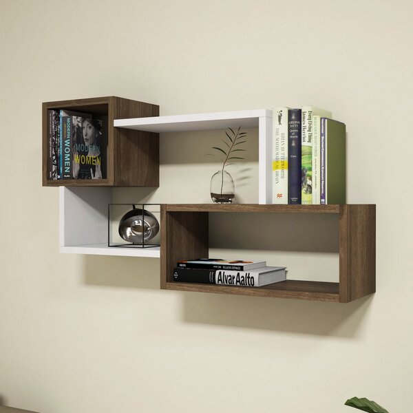 Kalune Design Nástenná polica Alfro orech/biela