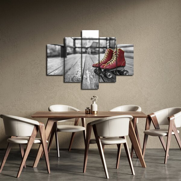 Obraz červených starých kolieskových topánok (150x105 cm)