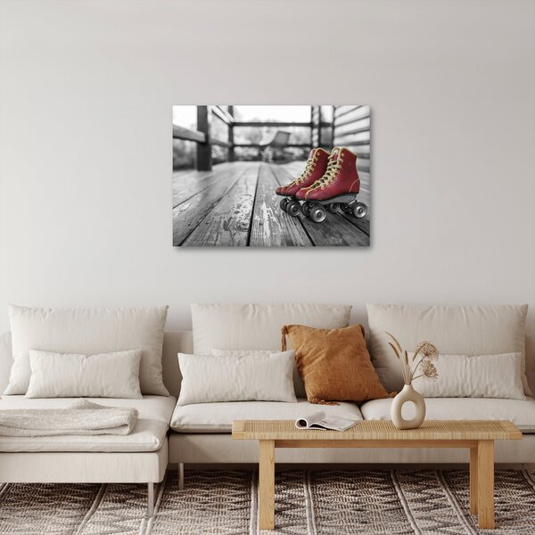 Obraz červených starých kolieskových topánok (70x50 cm)