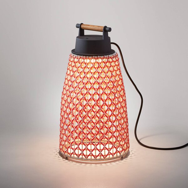 Stolná lampa Bover Nans M/49 LED do exteriéru, červená