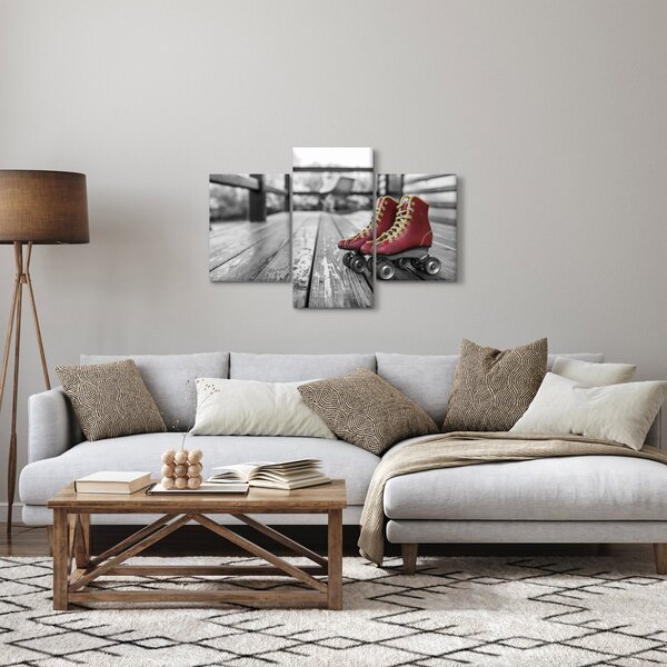 Obraz červených starých kolieskových topánok (90x60 cm)