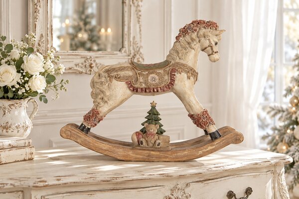 Béžový antik dekoračný hojdací kôň Rocking Horse - 55*14*46 cm - Clayre & Eef