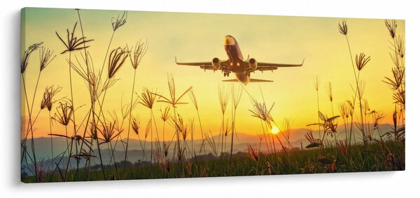 Obraz vzlietajúceho lietadla (120x50 cm)