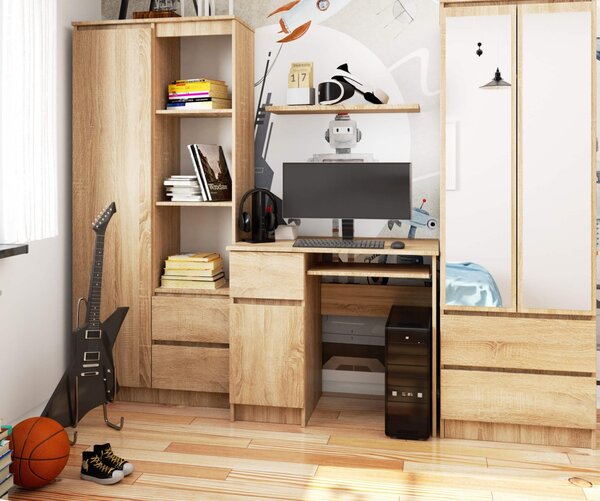 Ak furniture Psací stůl PIKSEL 90 cm dub sonoma ľavý