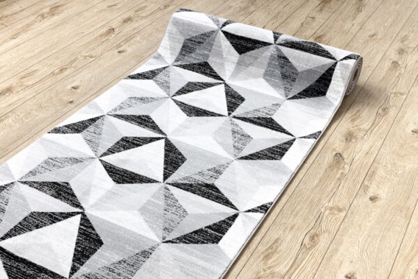 Behúň ARGENT - W6096 trojuholníky 3D sivý / čierny